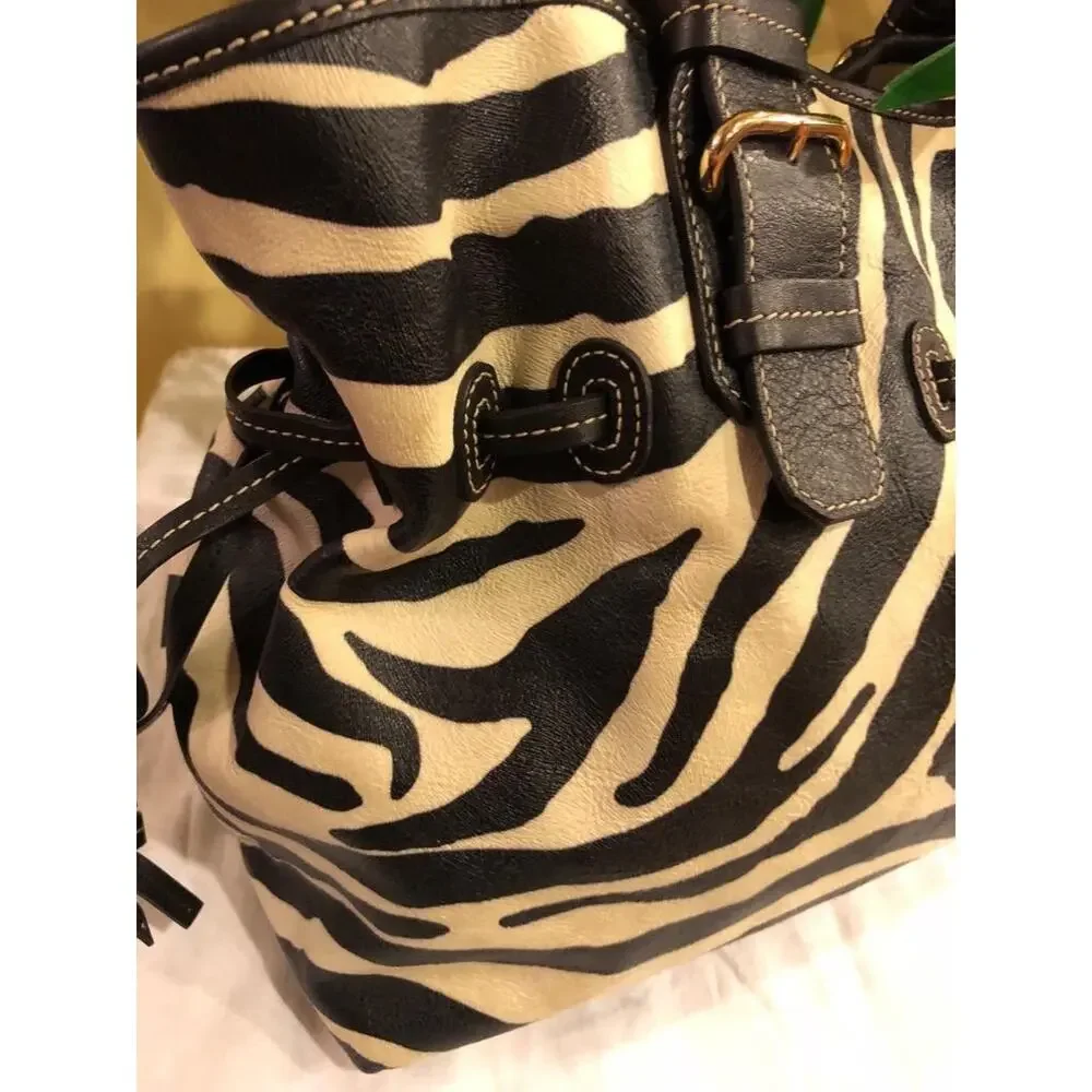 Dooney and Bourke ZEBRA CHIARA DRAWSTRING TOTE BAG PURSE (500